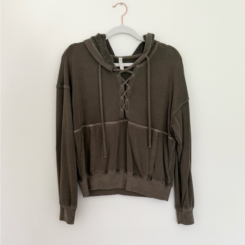 Free People Movement Women's Lace-Up Hoodie - Olive Green